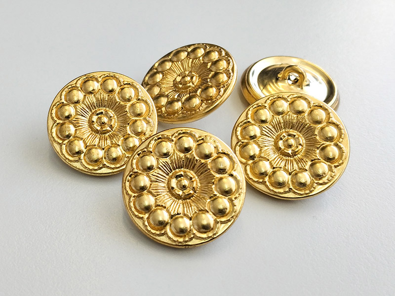 www.knopfparadies.de - 4650go - Goldfarbene Trachtenknöpfe aus Metallblech