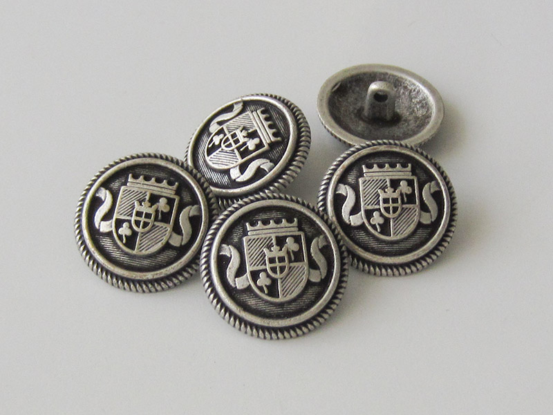 www.knopfparadies.de - 5754as - Blazerknöpfe aus Metall mit gekröntem Wappen