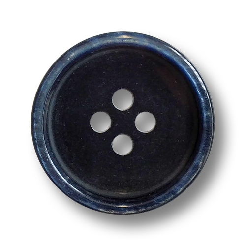 www.knopfparadies.de - 6025bl - Schwarze Kunststoffknöpfe mit blau schimmerndem Rand