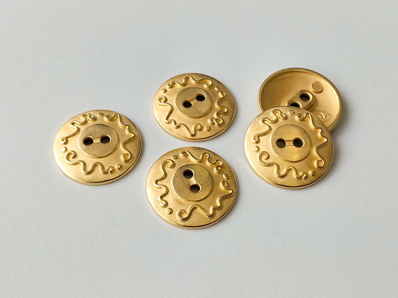 www.knopfparadies.de - 1002go - Goldfarbene Metallknöpfe mit zwei Löchern