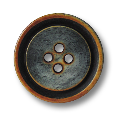 www.knopfparadies.de - 2690br - Blau-graue Vierlochknöpfe aus Bein