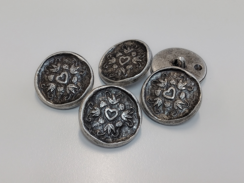 www.knopfparadies.de - 0502as - Altsilberfarbene Trachtenknöpfe aus Kunststoff