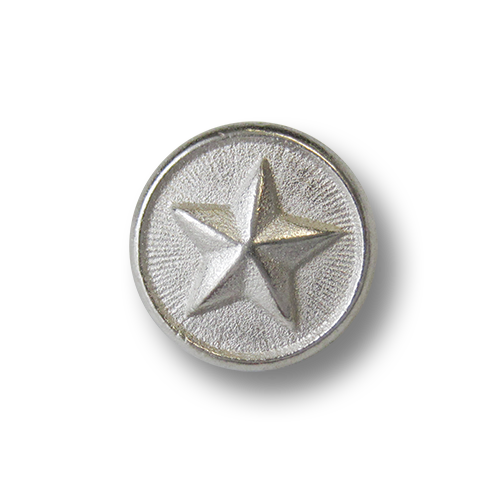 www.knopfparadies.de - 2533sm - Matt silberfarbene Metallknöpfe mit Sternmotiv