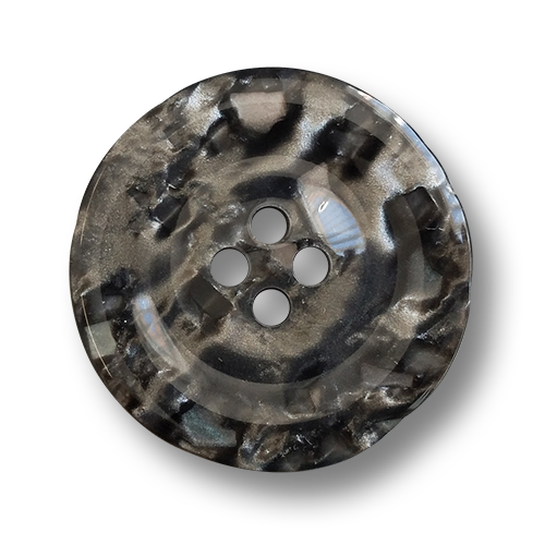 www.knopfparadies.de - 6170dg - Grau und Silber schillernde Kunststoffknöpfe - B-WARE