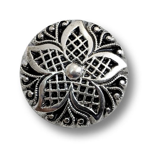 www.knopfparadies.de - 2184as - Silberfarbene Designerknöpfe aus Kunststoff
