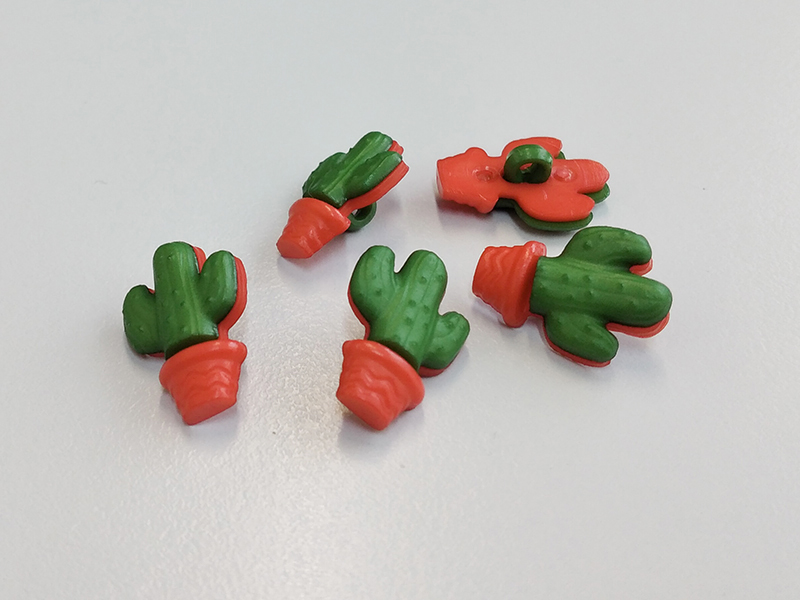 www.knopfparadies.de - 6077ka - Zuckersüße Kinderknöpfe mit Motiv: Kaktus