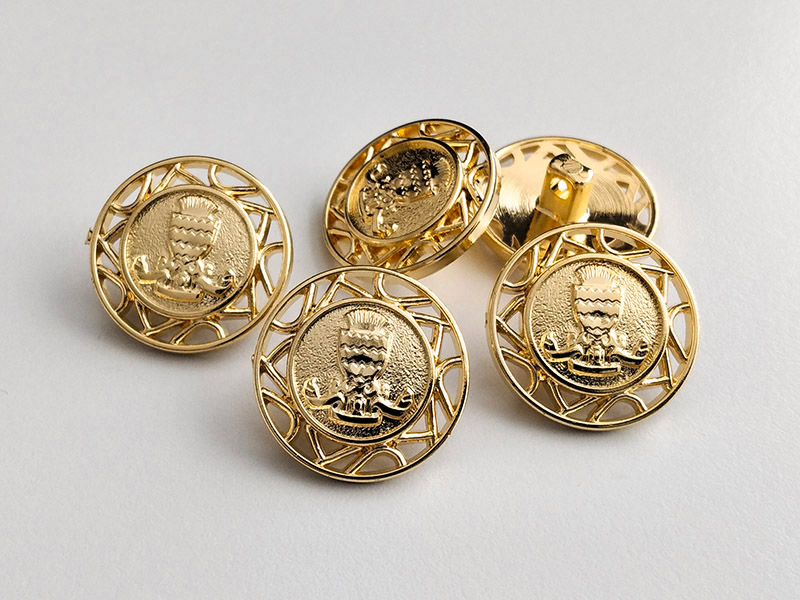 www.knopfparadies.de - 6211gg - Leichte, glänzend goldfarbene Blazerknöpfe aus Kunststoff