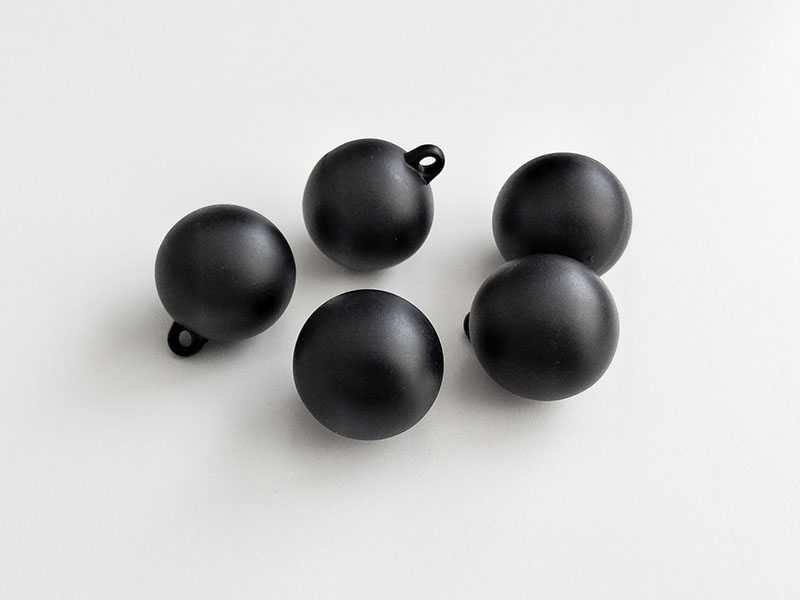www.knopfparadies.de - 6871sc - Kugelknöpfe, matt schwarz aus Kunststoff