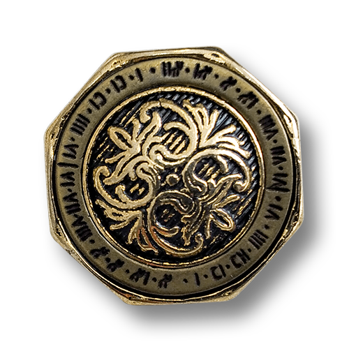 www.knopfparadies.de - 0499gg - Achteckige, schwere Metallknöpfe in wunderschönem Design