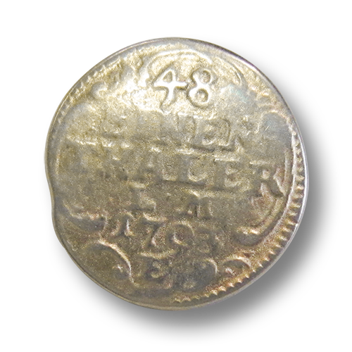 www.Knopfparadies.de - 0671go - Ausgefallene goldfarbene Münzknöpfe aus Metall in Vintage-Optik