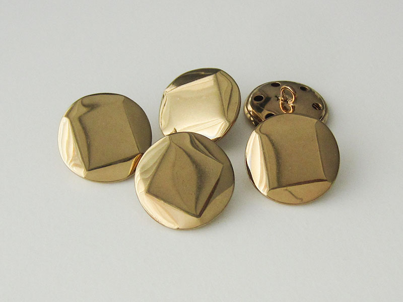 www.Knopfparadies.de - 5186go - Leichte goldene Metallblechknöpfe mit Viereck oder Raute