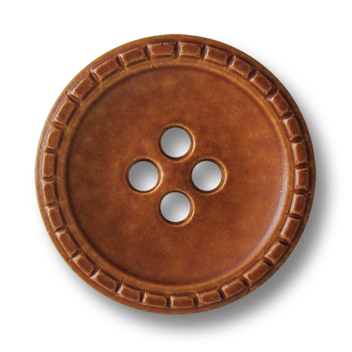 www.Knopfparadies.de - 5883hb - Braune Vierloch Kunststoffknöpfe mit schraffiertem Rand