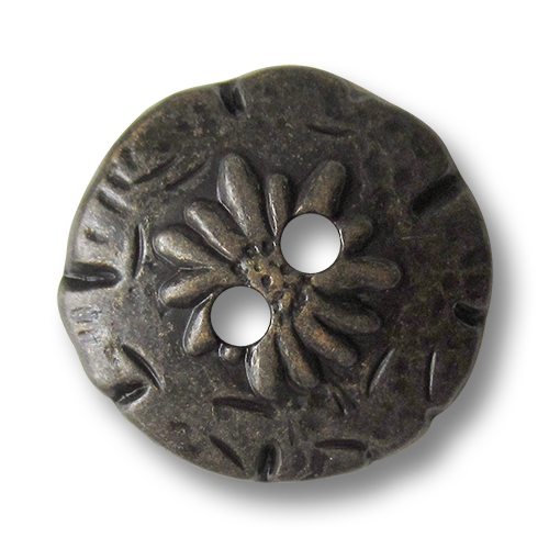 www.Knopfparadies.de - 0436am - Urige Metallknöpfe mit Edelweiß in Altmessing