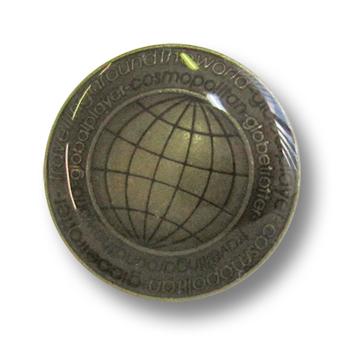 www.knopfparadies.de - 3121dg - Messingfarbene Blazerknöpfe aus Metall mit braunem Motiv