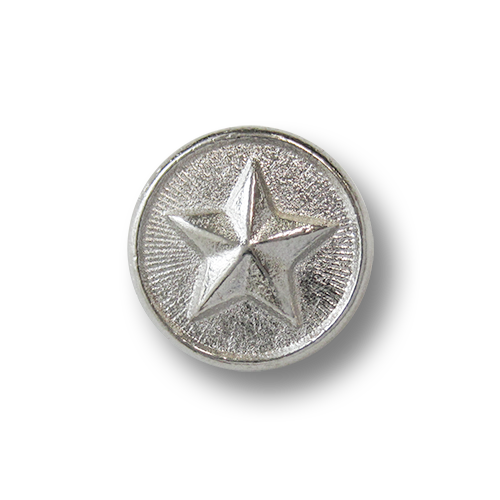 www.knopfparadies.de - 2533sg - Glänzend silberfarbene Metallknöpfe mit Stern