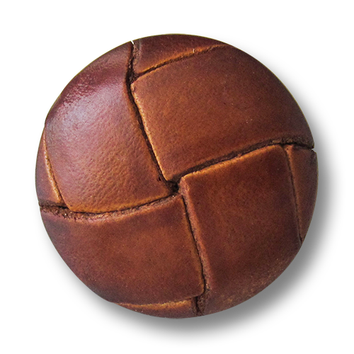 www.knopfparadies.de - 4408br - Cognacfarbene Lederknöpfe mit zeitlosem Flechtmuster