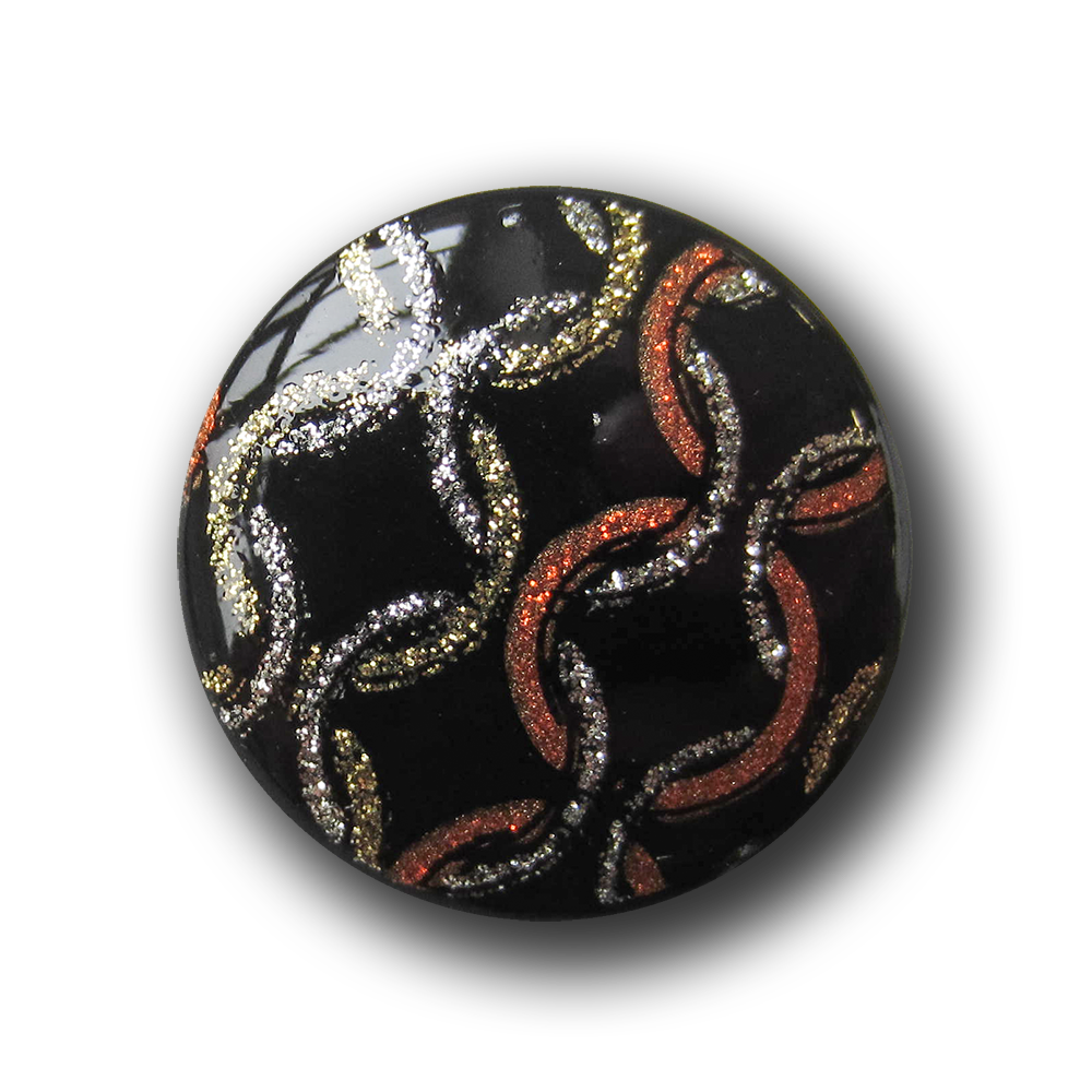 Schwarzer Knopf mit Tricolor Metallic Ketten Design