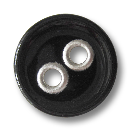 www.Knopfparadies.de - 5900sc - Dekorative schwarze Kunststoffknöpfe mit großen silbernen Knopflöchern