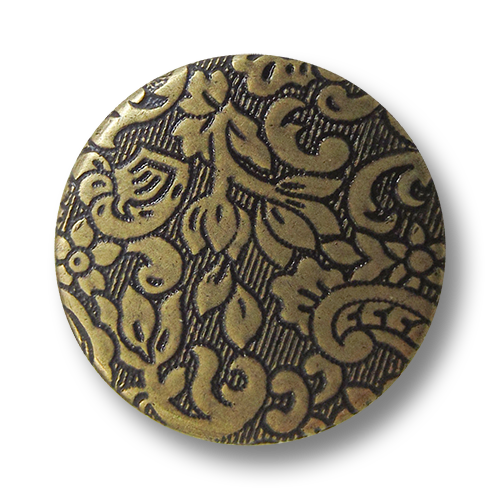 www.Knopfparadies.de - 5251me - Altmessingfarbene Metallblechknöpfe mit Blumen und Ranken