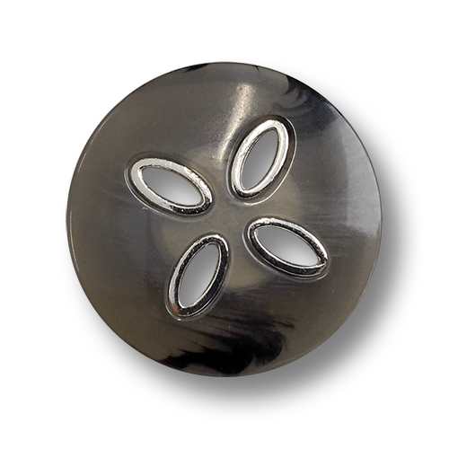 www.knopfparadies.de - 0069gr - Graue, schwere Mantelknöpfe aus Kunststoff und Metall