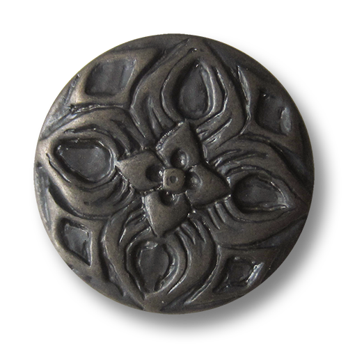 www.Knopfparadies.de - 0489ei - Nostalgische Ösenknöpfe aus Kunststoff mit Blumen Motiv