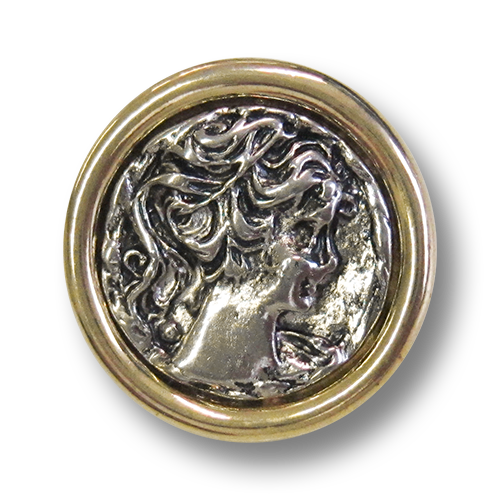 DEFEKT - Schmuckknöpfe - Ösen Metallknöpfe mit Damen Portrait silber - gold