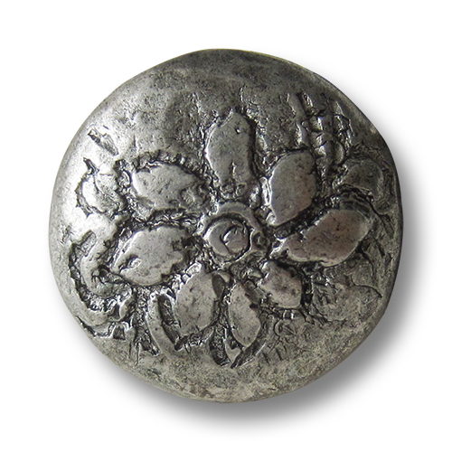 www.Knopfparadies.de - 5809as - Fesche Metallknöpfe mit Blume in Antik Optik