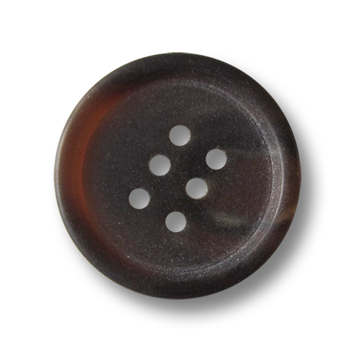 www.Knopfparadies.de - 3043db - Besondere braune Sechsloch Kunststoffknöpfe in Horn Optik