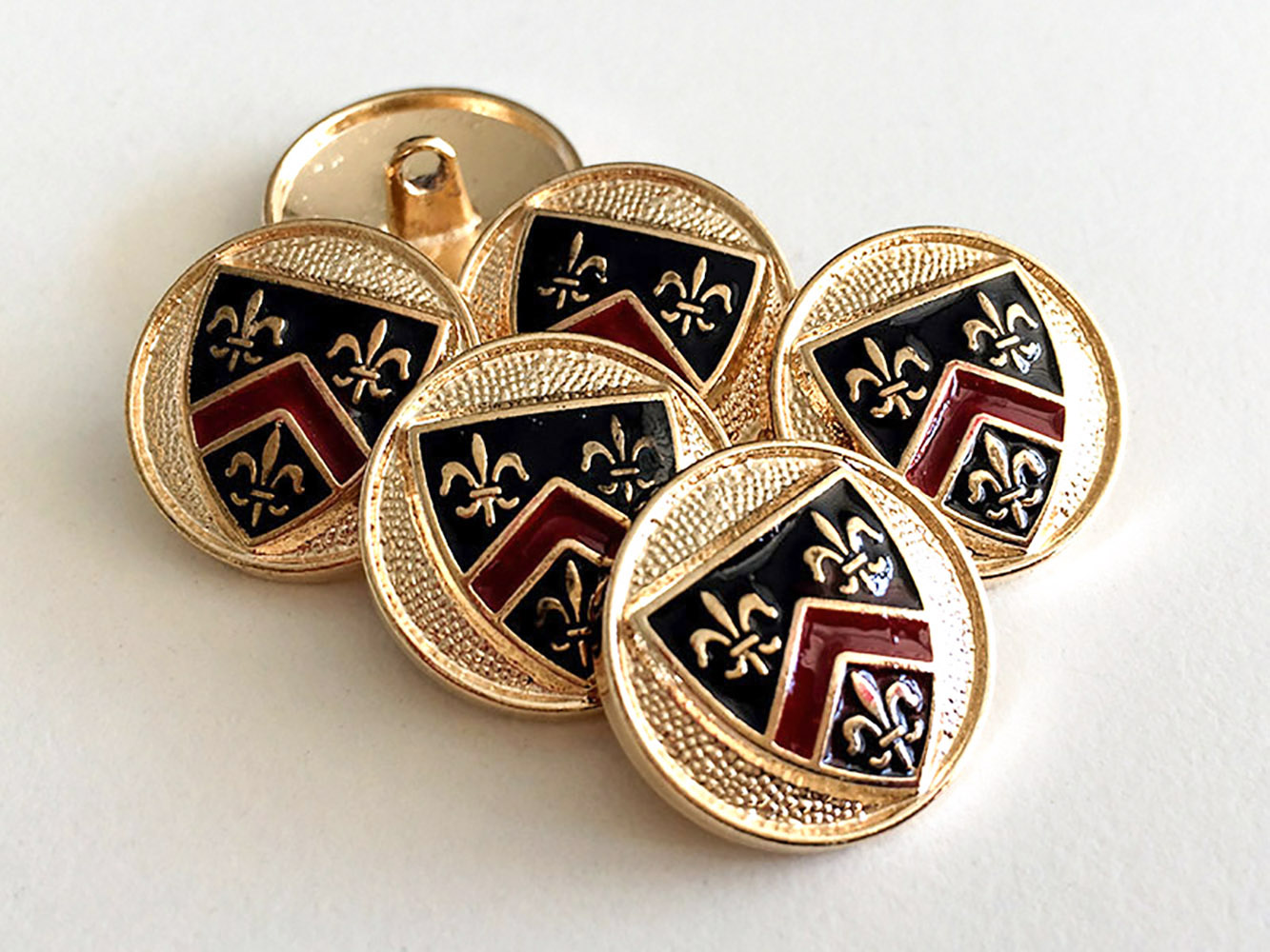 www.knopfparadies.de - 4344gs - Edle Blazerknöpfe mit Lilienmotiv und Wappen