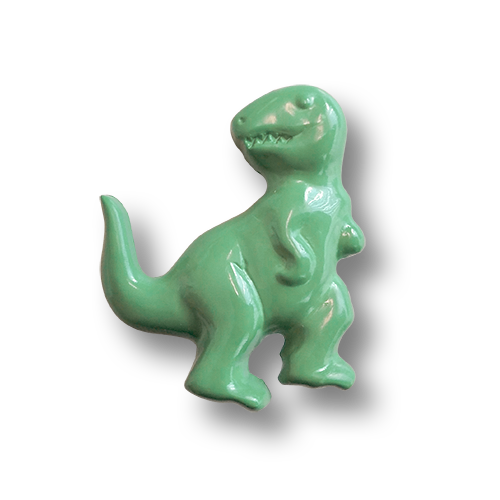 www.knopfparadies.de - 6496hg -  Grüne Kinderknöpfe: T-Rex