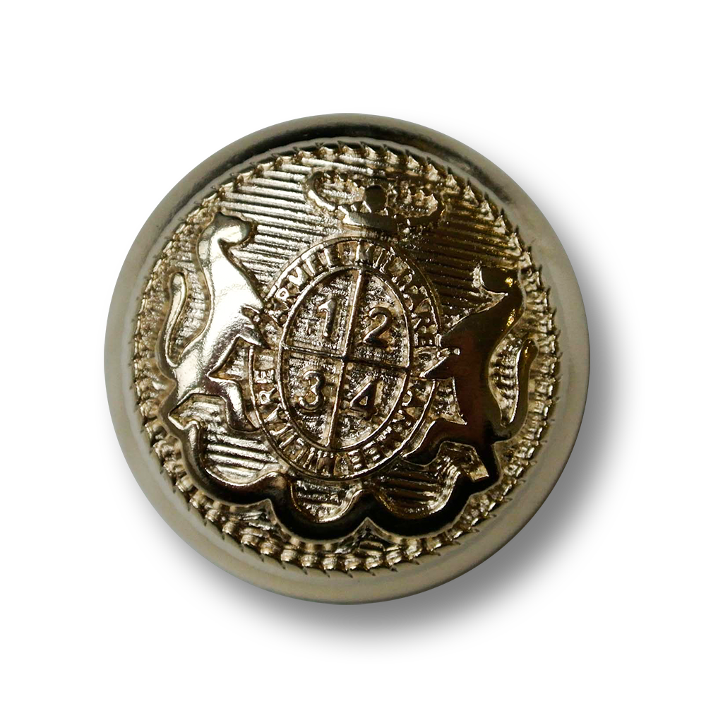 Feudaler glänzend blass goldfarb. Wappen Metall Knopf