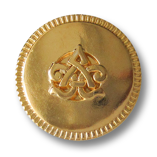 www.Knopfparadies.de - 3563gg - Beeindruckende gold glänzende Metallknöpfe mit Symbol