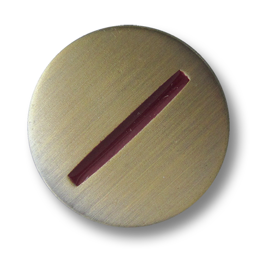 www.Knopfparadies.de - 5328rm - Moderne Metallknöpfe mit rotem Strich