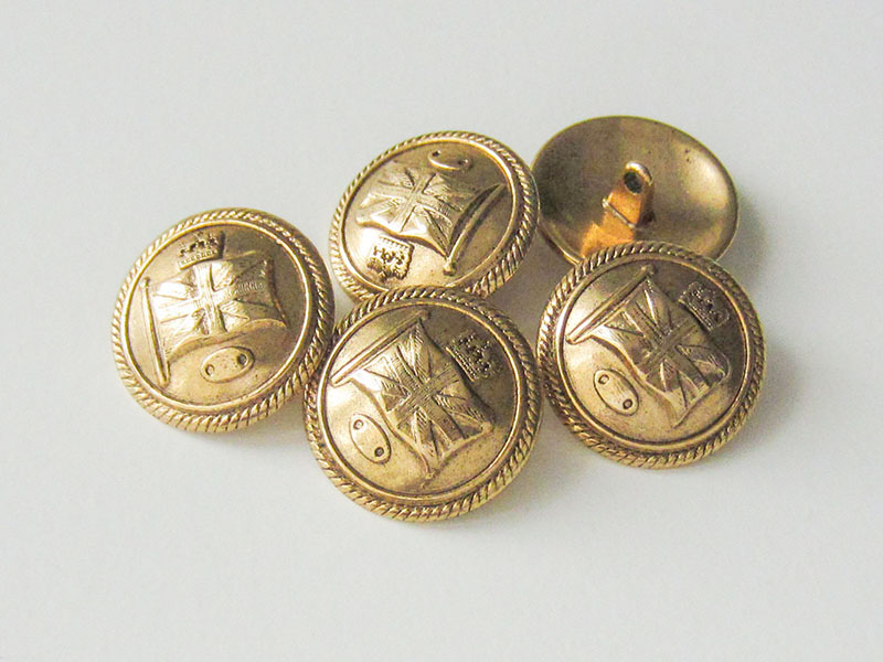 www.Knopfparadies.de - 0254ag - Majestätische Motivknöpfe aus Metall in Altgold