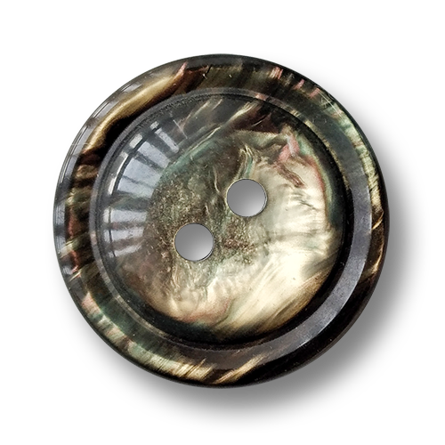 www.knopfparadies.de - 2579gb - Elegante Kunststoffknöpfe in braun-grüner Perlmuttoptik