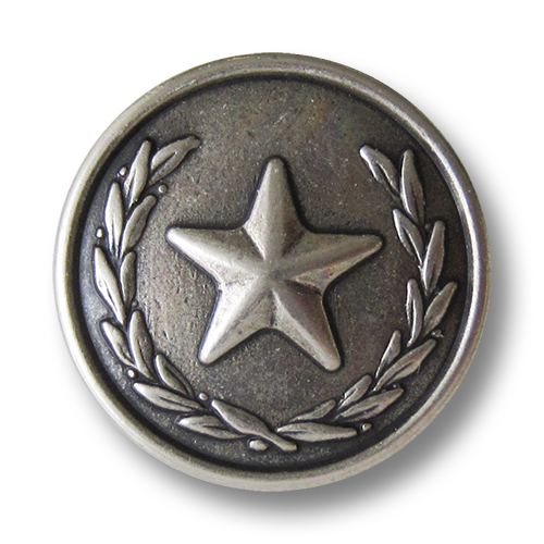 www.Knopfparadies.de - 1618as - Eindrucksvolle altsilberne Metallknöpfe mit Stern Motiv