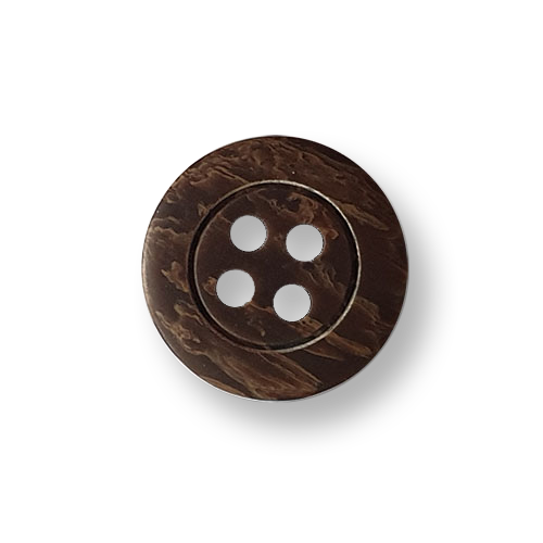 Schöne dunkelbraune 4-Loch Hemdenknöpfe aus Kunststoff in Holz Optik