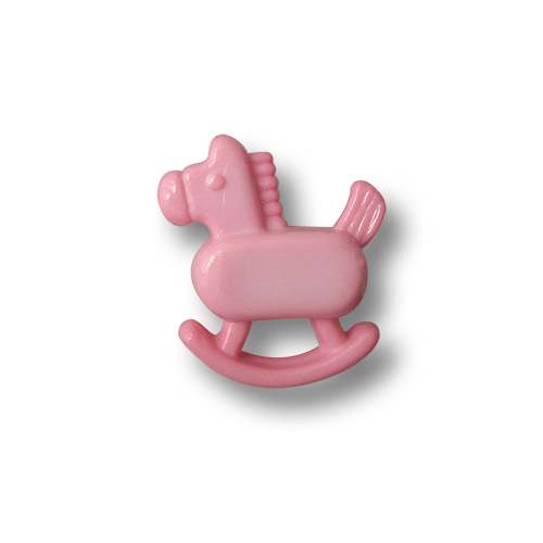 www.Knopfparadies.de - 1437pi - Süße kleine Kinderknöpfe mit rosa Schaukelpferd