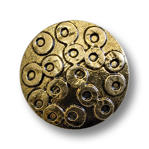 www.knopfparadies.de - 6276ag - Leichte, altgoldfarbene Kunststoffknöpfe mit inbteressantem Muster