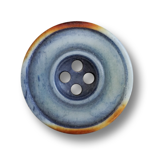 www.knopfparadies.de - 6293bl - Blau eingefärbte Vierlochknöpfe aus Bein