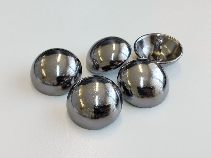 www.knopfparadies.de - 6088ch - Chromfarbene Metallknöpfe, deutlich gewölbt