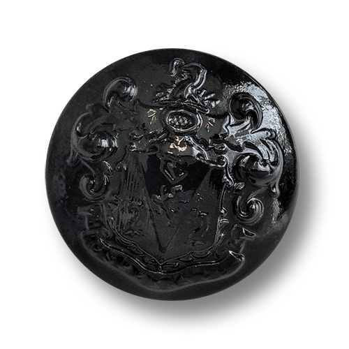 Metallknopf schwarz glänzend mit Wappenmotiv