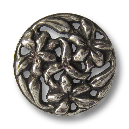 www.Knopfparadies.de - 0344as - Wunderschöne silberne Metallknöpfe mit Blumen Durchbruch Muster