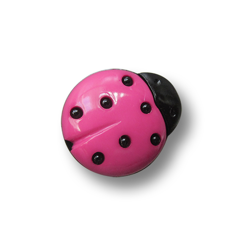 www.knopfparadies.de - 3587pi - Süße Kinderknöpfe od. Puppenknöpfe: pinker Marienkäfer