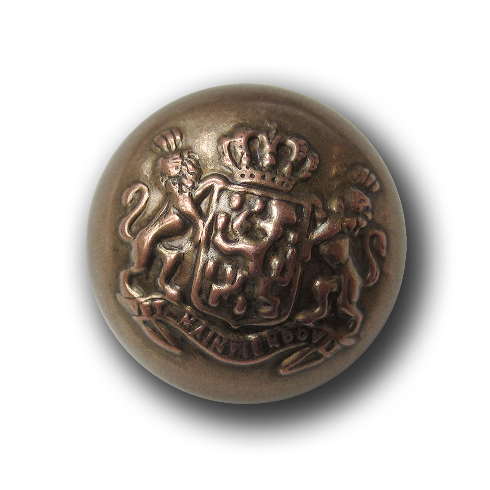 Leichter Halbkugel Knopf mit Wappen, Krone & Löwen