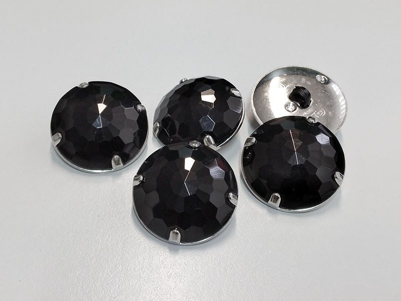 www.knopfparadies.de - 6553ss - Schwarz funkelnde Glitzerknöpfe