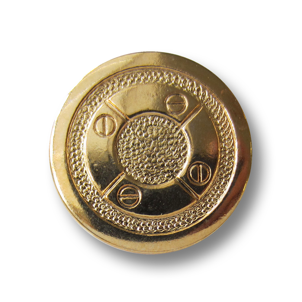 Interessanter goldfb. Metall Knopf mit Schrauben Motiv