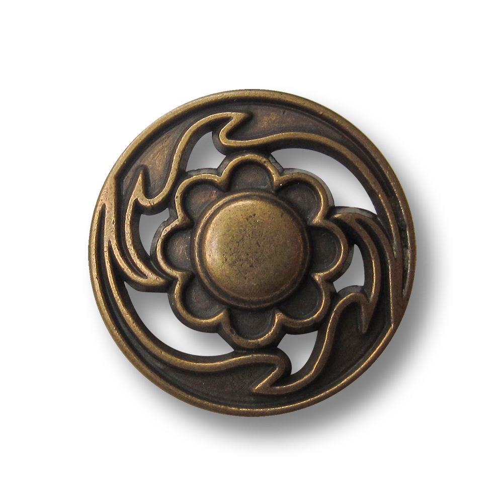 Nostalgischer Blumen Metall Knopf mit Durchbruch