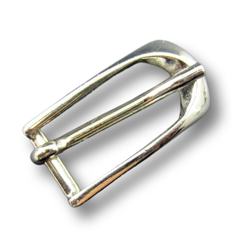 www.knopfparadies.de  - d916 - Gürtelschnalle mit Dorn glänzend silber Metall 13,5–14 mm 37 x 20 mm
