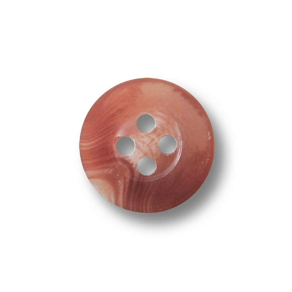 Kleiner rot melierter Vierloch Knopf mit breitem Rand